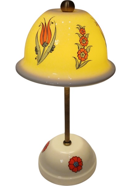 Abajur-Masa ve Gece Lambası-Dekoratif-Şeffaf Porselen-El Yapımı-Porselen Şapkalı-Krem Gövde indirimleri