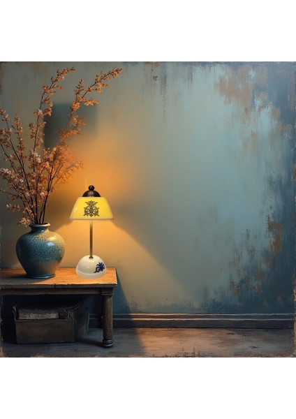 Abajur-Masa ve Gece Lambası-Dekoratif-Şeffaf Porselen-El Yapımı-Porselen Şapkalı-Krem Gövde indirimleri