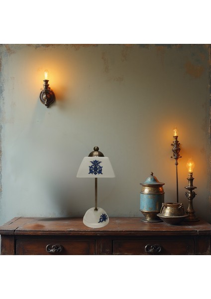 Abajur-Masa ve Gece Lambası-Dekoratif-Şeffaf Porselen-El Yapımı-Porselen Şapkalı-Krem Gövde