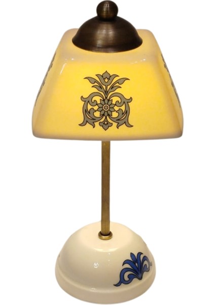 Abajur-Masa ve Gece Lambası-Dekoratif-Şeffaf Porselen-El Yapımı-Porselen Şapkalı-Krem Gövde