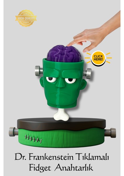 Dr. Frankenstein Figür Dizi Film Eğlenceli Tıklamalı Fidget Anahtarlık Çanta Süsü Charm | 3D Baskı