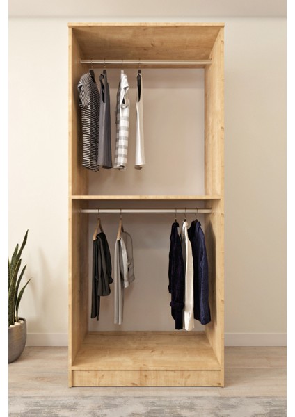 Ases ESL153 Geniş Gardırop 2 Kapaklı 2 Askılı Giysi Dolabı Beyaz - Safir Meşe fiyatları