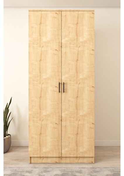 Ases ESL153 Geniş Gardırop 2 Kapaklı 2 Askılı Giysi Dolabı Beyaz - Safir Meşe modelleri