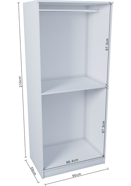 Ases ESL153 Geniş Gardırop 2 Kapaklı 2 Askılı Giysi Dolabı Beyaz - Safir Meşe fırsatları