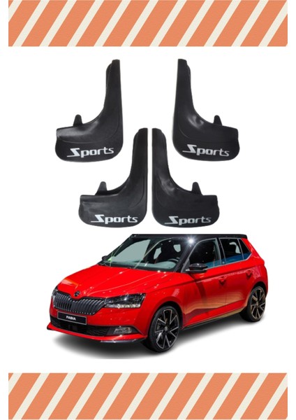 Skoda Fabia Sports Yazılı 4'lü Tozluk Çamurluk Paçalık