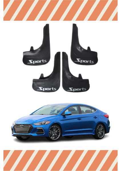 Hyundai Elentra 2016-2021 Sports Yazılı 4'lü Tozluk Çamurluk Paçalık