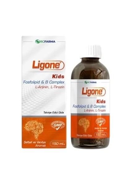 Ligone Kids Fosfolipid Complex Şurup 150 ml Şeftali-Vanilya Renkli