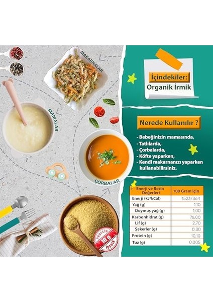 Makarna Lütfen! Organik Irmik (+6 +8 Ay - 250 Gram) modelleri