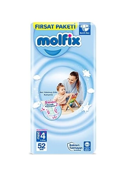Molfix Bebek Bezi 4+ Beden Maxi Plus Dev Ekonomik Paket 52 Adet modelleri