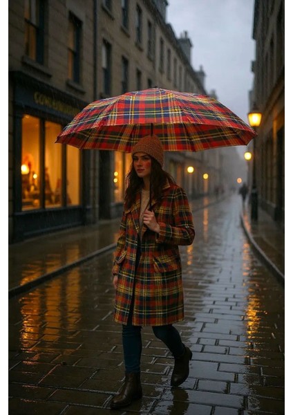 Kırmızı Ekoseli Unisex Otomatik Fonksiyonlu Lüx Şemsiye indirimleri