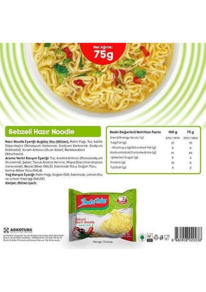 Indomie Paket Sebzeli Noodle Koli (40 x 75GR) fiyatları