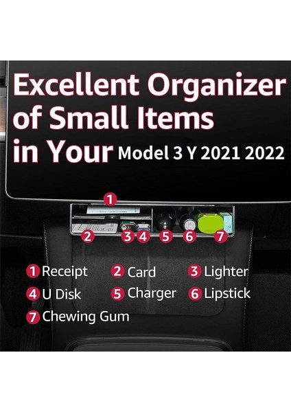 Tesla Model 3 Model Y 2021-2023 Aksesuarlar Için Ekran Depolama Organizatör Kutusu Anahtar Kart Gadget Depolama Büyük Alan (Yurt Dışından) fırsatları