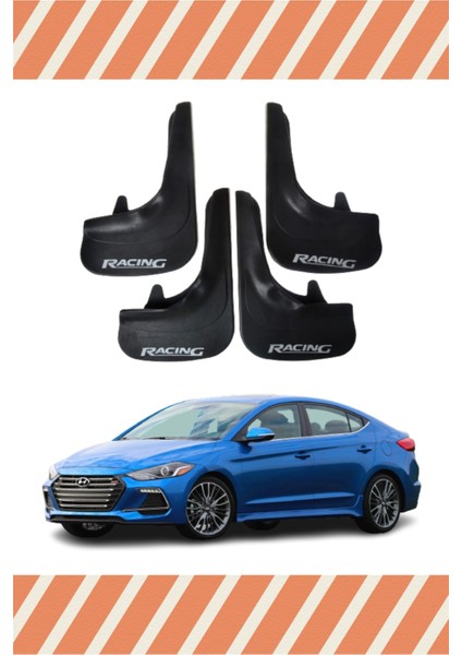 Hyundai Elentra 2016-2021 Racing Yazılı 4'lü Tozluk Çamurluk Paçalık