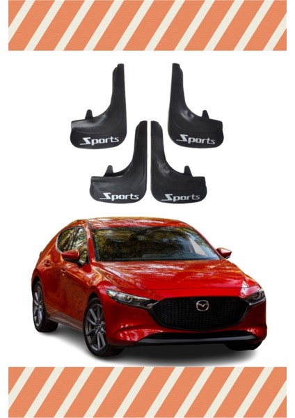 Mazda 3 Sports Yazılı 4'lü Tozluk Çamurluk Paçalık