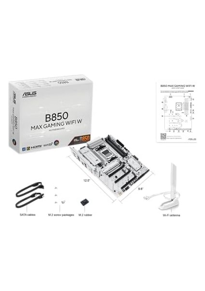 B850 Max Gaming Wifi W, Anakart Amd Atx, 8+2+1 Akım Fazı, Ddr5 Yuvası, Pcıe 5.0 Ready, 3 M.2 Yuvası, Wifi 6e, Ethernet 2,5 Gb, Usb-A, Usb-C, Hdmı, Bıos Flashback ve Sync, Beyaz modelleri