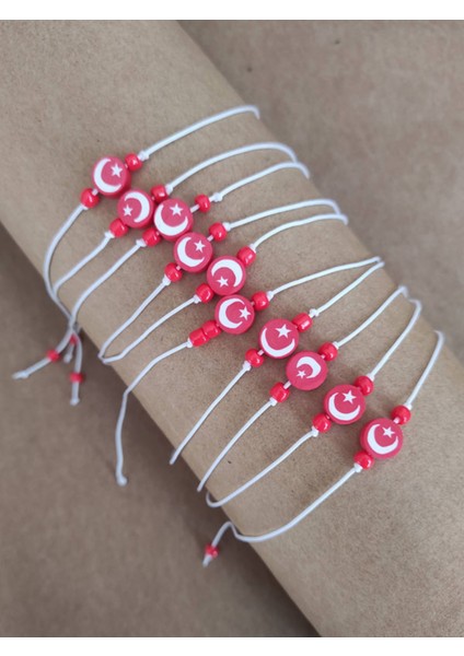 50 Adet Ay Yıldız Boncuklu İp Bileklik-Karne Hediyesi-23 Nisan- Öğrenci-Öğretmen-29 Ekim - 1 modelleri