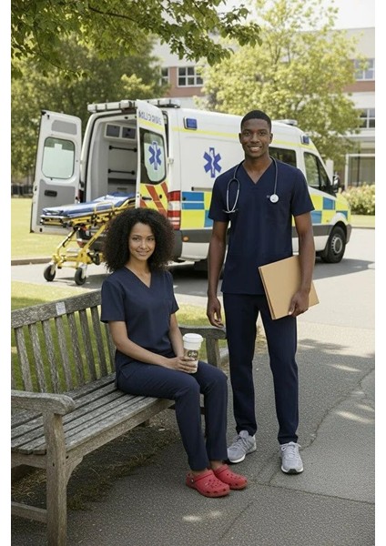 Lacivert Hemşire Forması Likralı Scrubs Takım (Patrıot Blue) indirimleri