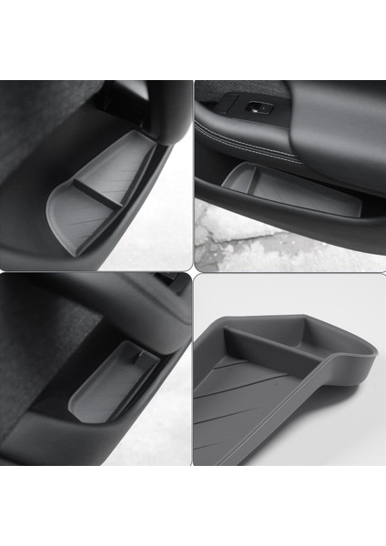 Tesla Model S Kapı Yan Saklama Kutusu Araba Kapı Koyu Şemsiye Tepsisi Organizatör Su Geçirmez Silikon Pad Gri (Yurt Dışından)