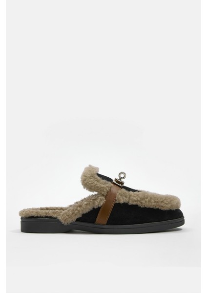 Jelly Siyah Süet Gerçek Kürklü Kadın Terlik fiyatları