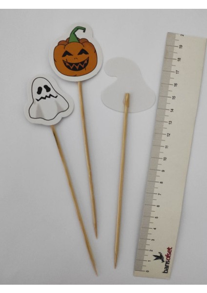 15 cm Uzun Kürdan-30 Adet Dekoratif Karton Cadılar Bayramı Temalı Kürdanlar - Halloween fiyatları