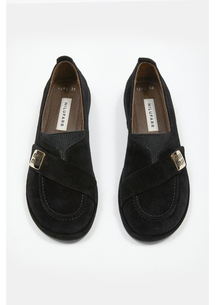 Mii Siyah Hakiki Süet Kadın Loafer modelleri