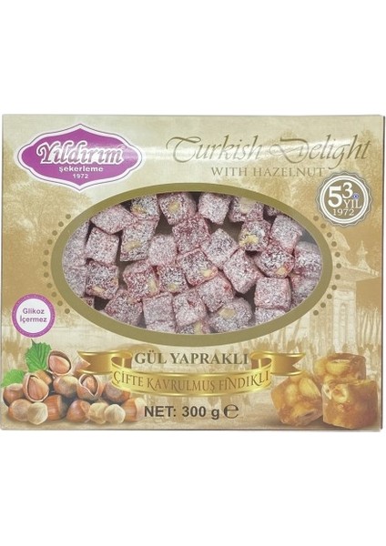 Şekerleme 300 Gr. Duble Fındıklı Gül Lokumu
