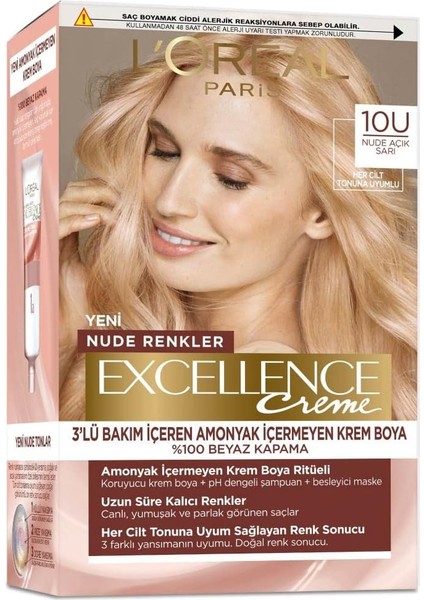 L&apos;oréal Parıs Excellence Creme Nude Renkler Saç Boyası - 10U Nude Açık Sarı modelleri