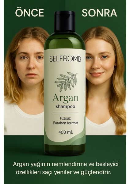 Paraben ve Sülfat Içermeyen Argan Yağlı Bakım Şampuan 400 ml
