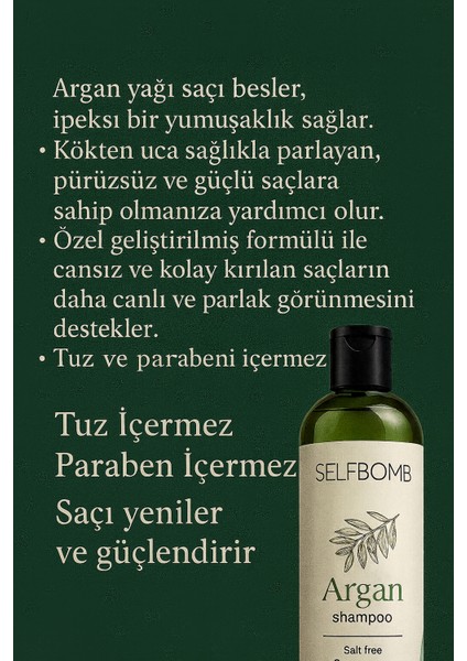 Paraben ve Sülfat Içermeyen Argan Yağlı Bakım Şampuan 400 ml