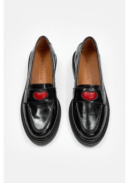 Fiorella Siyah Rugan Hakiki Deri Kadın Loafer