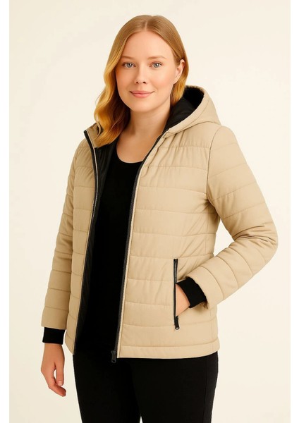 Şişme Kapüşonlu Fermuarlı Mont Su Itici Kapitone Astarlı Kumaş Cepli Kışlık Rahat Kalıp - modelleri