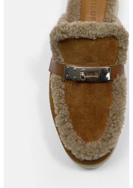 Jelly Taba Süet Gerçek Kürklü Kadın Terlik modelleri