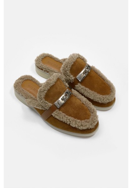 Jelly Taba Süet Gerçek Kürklü Kadın Terlik indirimleri