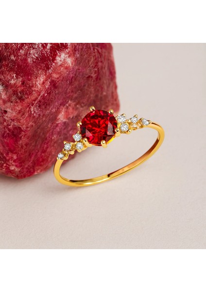 14 Ayar Altın Minimal Yakut Yüzük modelleri