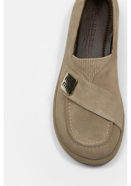 Mii Bej Hakiki Süet Kadın Loafer modelleri