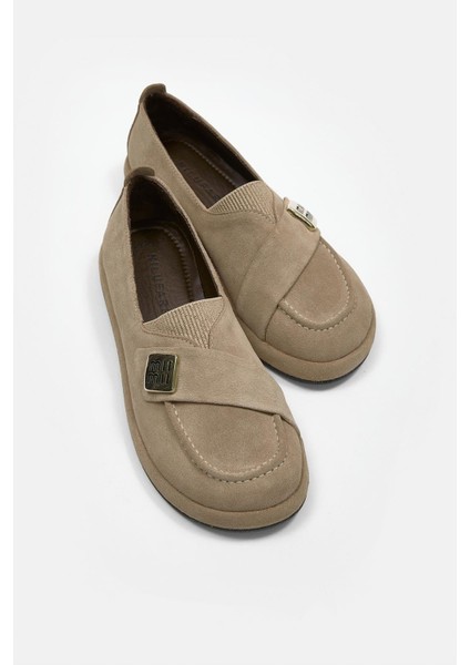 Mii Bej Hakiki Süet Kadın Loafer
