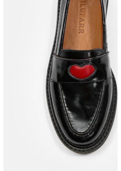 Fiorella Siyah Rugan Hakiki Deri Kadın Loafer modelleri