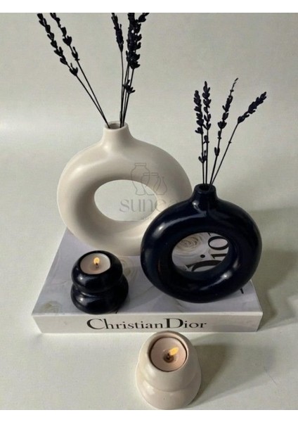 Dekoratif 2'li Halka Vazo Set, 2'li Mumluk Set, Donut Vazo Set fiyatları