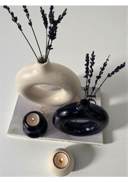 Dekoratif 2'li Halka Vazo Set, 2'li Mumluk Set, Donut Vazo Set modelleri