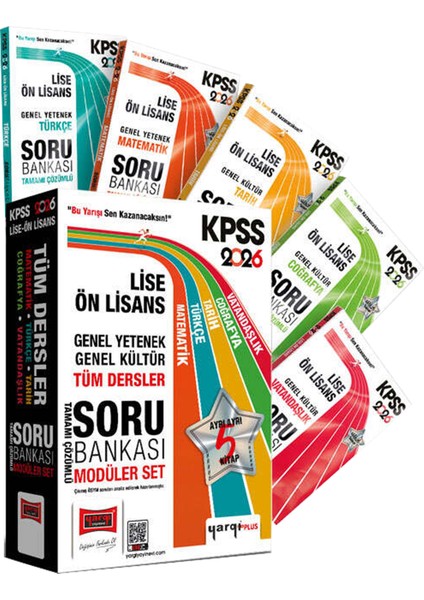 2026 Kpss Ortaöğretim Ön Lisans Tüm Dersler Özet Ders Notu-Tüm Dersler Soru Bankası Seti 5 Kitap