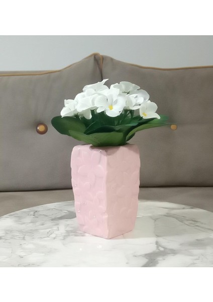 Dahil, Dahil, Çiçek,beyaz Yapay Çiçek, Dekoratif Çiçekli Pembe 7X7X17CM