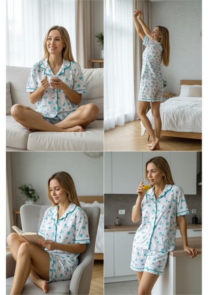 Pamuklu Baskılı Düğmeli Pijama Takımı fiyatları