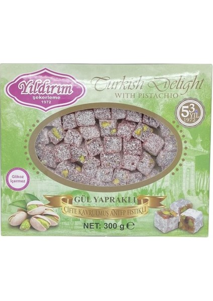 Şekerleme 300 Gr. Duble Antep Fıstıklı Gül Lokumu