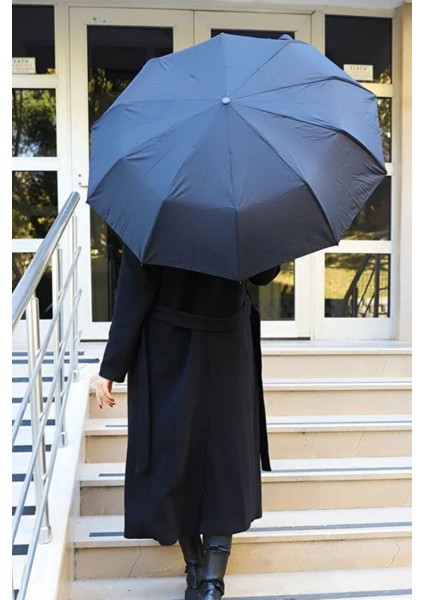 10 Tellı Tam Otomatik Siyah Unisex Şemsiye, Dayanıklı ve Şık Tasarım modelleri