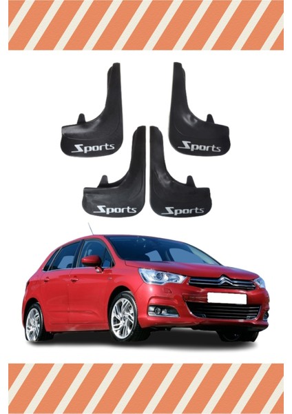 Citroen C4 11 ve Sonrası Sports Yazılı 4'lü Tozluk Çamurluk Paçalık