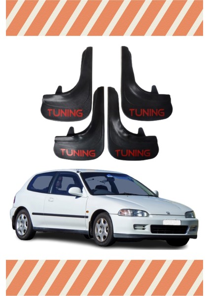 Honda Civic 1992-1995 Tunıng Yazılı 4'lü Tozluk Çamurluk Paçalık