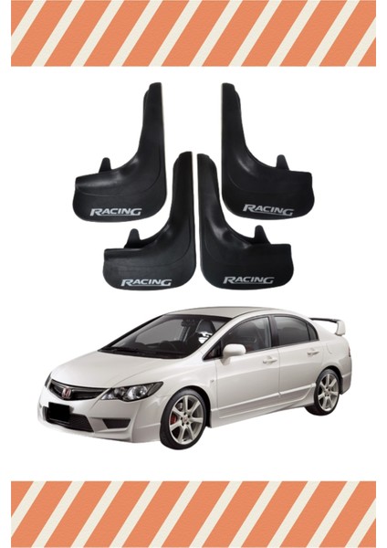 Honda Civic 2007-2012 Racing Yazılı 4'lü Tozluk Çamurluk Paçalık