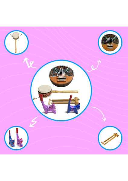 Müzik Aleti Seti Çocuk Hediyesi Kalimba Düdük Davul Kedi fırsatları