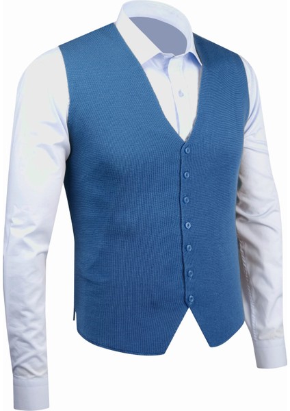 Erkek Düğmeli Spor / Regular Triko Örme Kolsuz Yelek - 4241LS fiyatları