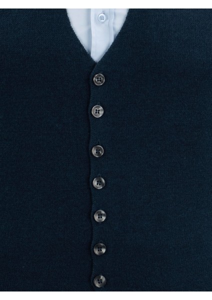 Erkek Düğmeli Spor / Regular Triko Örme Kolsuz Yelek - 4241LS fırsatları